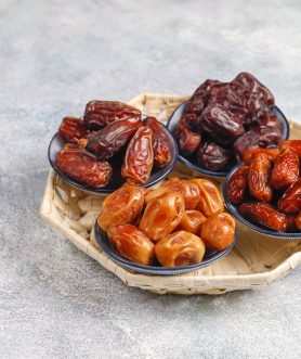Various of dried dates or kurma.